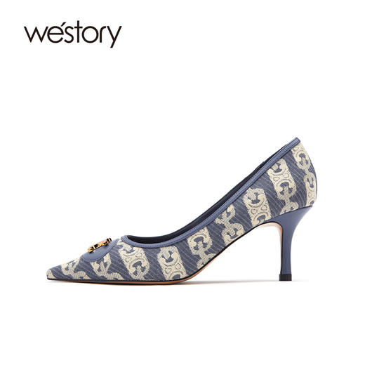 westory尖头细跟高跟鞋女2021春季新款宴会婚鞋新娘鞋W21AE52451 商品图2