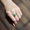 冰种阳绿翡翠蛋面戒指18k白金钻石镶嵌 商品缩略图8