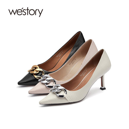westory2021年春夏新款尖头优雅气质高跟鞋W21AE52031 商品图1