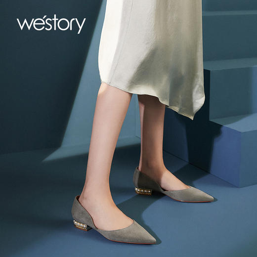 westory2020早秋新品尖头浅口平底百搭单鞋女一脚蹬W20CE70031 商品图1