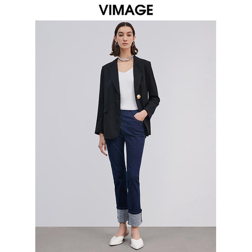 VIMAGE纬漫纪春季新款时尚通勤百搭职业显瘦一粒扣西装外套女 商品图0