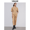VIMAGE纬漫纪春季新款时尚洋气工装翻领收腰短袖直筒连体裤女V1307911 商品缩略图1