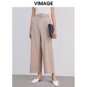 VIMAGE纬漫纪品牌女装春秋新款职业通勤显瘦阔腿直筒西装长裤V1305901
