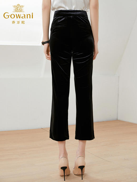 乔万尼新款金丝绒阔腿裤女高腰垂感灯芯绒直筒EI1F958 商品图2