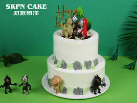 奥特曼儿童生日蛋糕 双层【勇敢打败三个小怪兽】