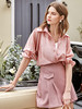 欧芮儿粉色衬衫女2021春夏立体特色收褶袖气质简约宽松休闲上衣 商品缩略图0