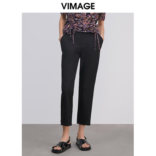 VIMAGE纬漫纪品牌女装春季新款舒适百搭通勤显瘦小脚九分裤女 商品图1