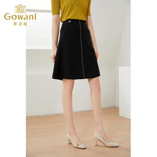 乔万尼半身裙春款黑色高腰设计短裙显瘦a字裙薄款夏EI2D729 商品图1