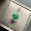 冰种阳绿翡翠蛋面戒指18k白金钻石镶嵌 商品缩略图3
