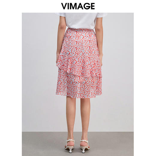 VIMAGE纬漫纪女装夏季不对称印花高腰半身裙V1306917 商品图3