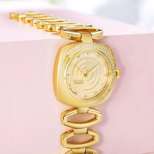 【授权产品】宾爵瑞士原装进口手表镶真钻女士手表奢华镀金女表手链型石英表 商品图4