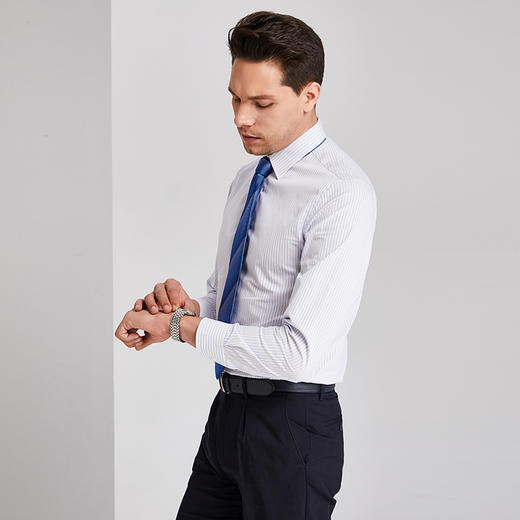 YvesFigarau伊夫·费嘉罗秋冬100%棉商务休闲简约舒适透气长袖衬衫880321 商品图2