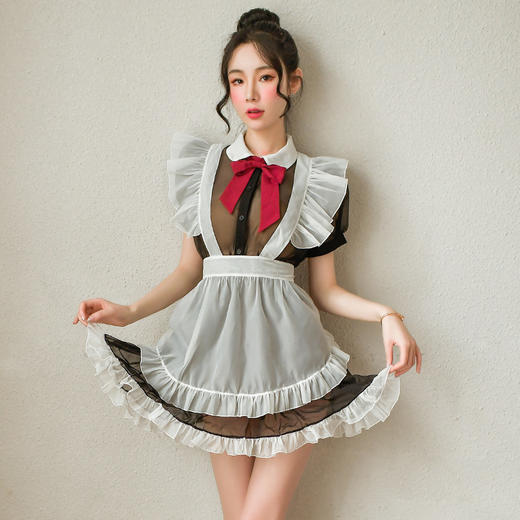 【风情小厨娘】情趣内衣 制服 绑带 围裙 网纱 角色扮演 性感 女仆（不含羽毛刷） 套装 7965 商品图1