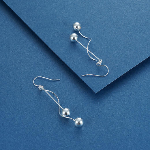 S925银时尚吊球耳环【CE00713】吊球缠绕球曲线2101 商品图1