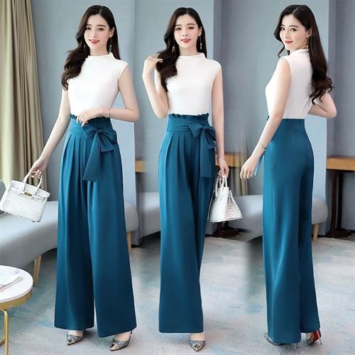 时尚气质，优雅撞色阔腿裤两件套HR-GJC2072 商品图1