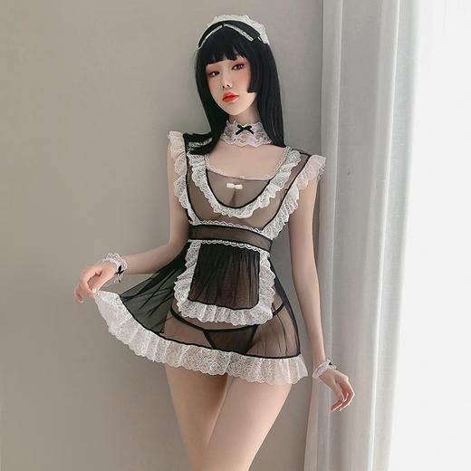 【温柔小女仆】情趣内衣 制服 蕾丝 网纱 后背 镂空 性感 女仆套装 外贸 6951 商品图2