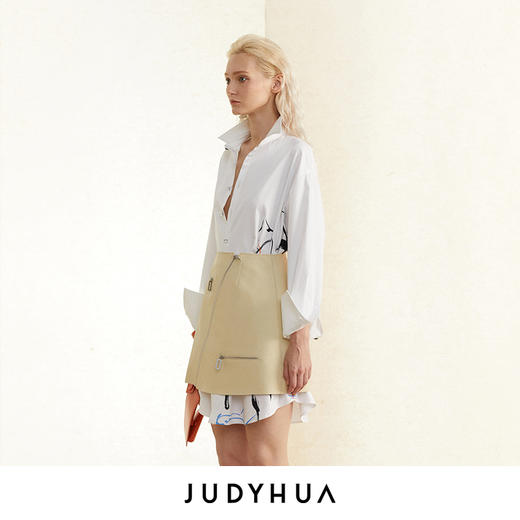 JUDYHUA 简约设计手绘线条印花衬衫 商品图1