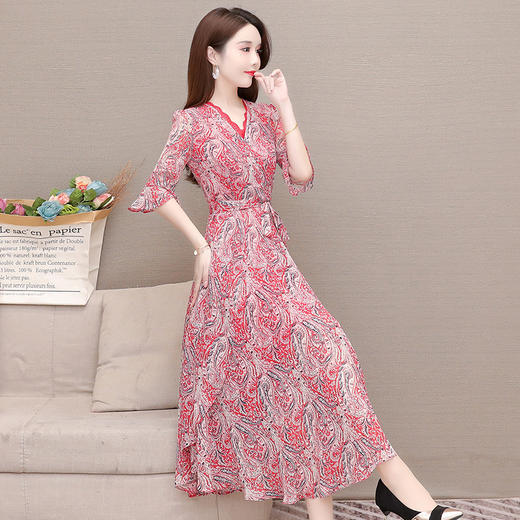 YWE  ALLJ21A17C气质减龄印花雪纺连衣裙 商品图2