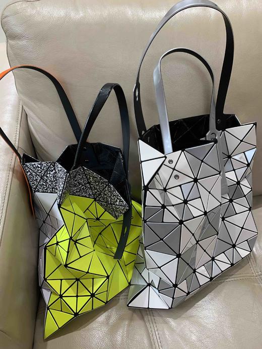 319-5 三宅新撞色 双面拼色大小格 六格手提包 个性特别 商品图3