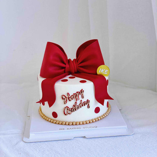 复古波点蝴蝶结 | 半翻糖奶油蛋糕 商品图0