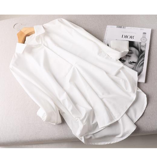 韩国新款长袖纯色抗皱垂感宽松百搭雪纺高端个性黑白衬衫 商品图9