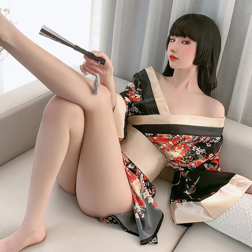 【东阳舞姬】日式情趣内衣 女装 制服 深V 印花 日式 和服 性感套装 套装 7972 商品图10