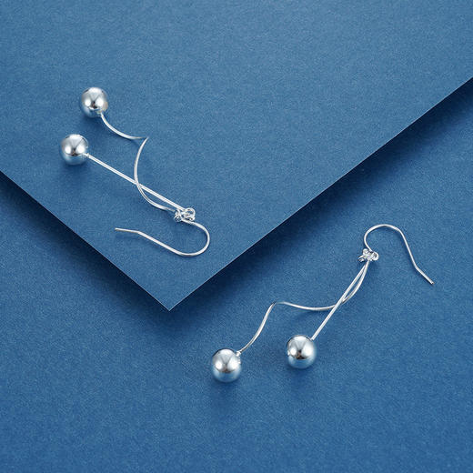 S925银时尚吊球耳环【CE00713】吊球缠绕球曲线2101 商品图2