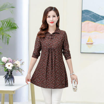 NP-625374592405 打底衫洋气时尚2021年新款春秋妈妈装遮肚T恤翻领上衣 商品图2