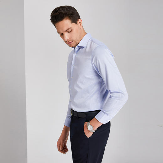 YvesFigarau伊夫·费嘉罗秋冬100%棉商务休闲简约舒适透气长袖衬衫880322 商品图3