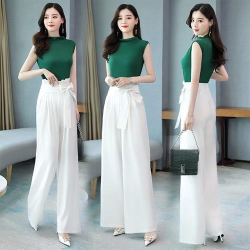 时尚气质，优雅撞色阔腿裤两件套HR-GJC2072 商品图3