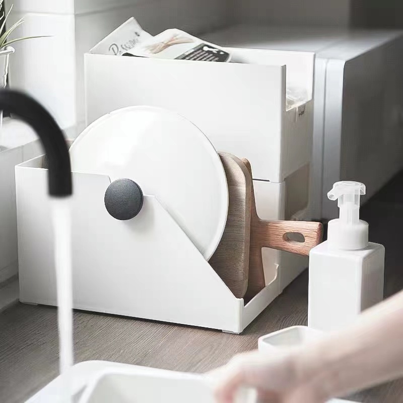 【自营】留存道可视收纳筐收纳厨房神器日式厨房/橱柜内置物架锅具调料架收纳盒杂物储物筐