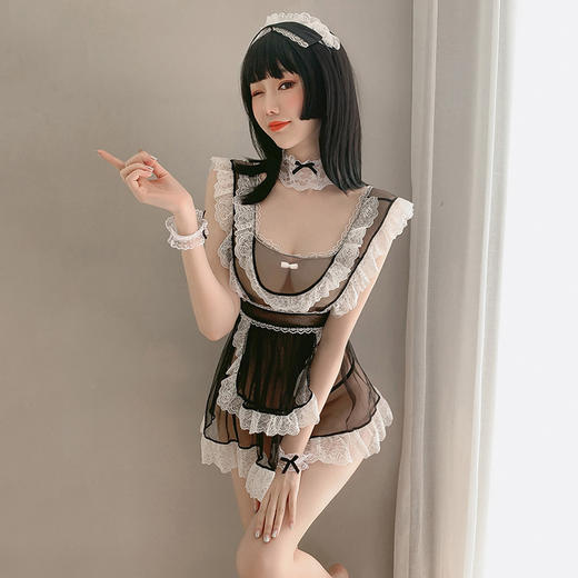【温柔小女仆】情趣内衣 制服 蕾丝 网纱 后背 镂空 性感 女仆套装 外贸 6951 商品图10