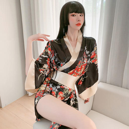 【东阳舞姬】日式情趣内衣 女装 制服 深V 印花 日式 和服 性感套装 套装 7972 商品图7
