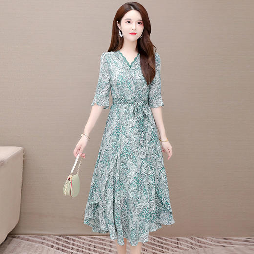 YWE  ALLJ21A17C气质减龄印花雪纺连衣裙 商品图1