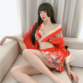 【东阳舞姬】日式情趣内衣 女装 制服 深V 印花 日式 和服 性感套装 套装 7972