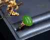 18K玫瑰金和田玉（碧玉）镶钻戒指--三叶草 / 蛋面13*18mm / 苹果绿（戒圈请备注留言） 商品缩略图0