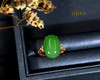 18K玫瑰金和田玉（碧玉）镶钻戒指--三叶草 / 蛋面13*18mm / 苹果绿（戒圈请备注留言） 商品缩略图1