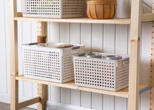 日式镂空收纳盒 厨房收纳筐家用浴室塑料储物盒篮客厅桌面零食水果2.6 商品图5