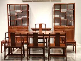 红桥红  家具严选  缅甸花梨（大果紫檀）  【极简 · 茶室十件套】