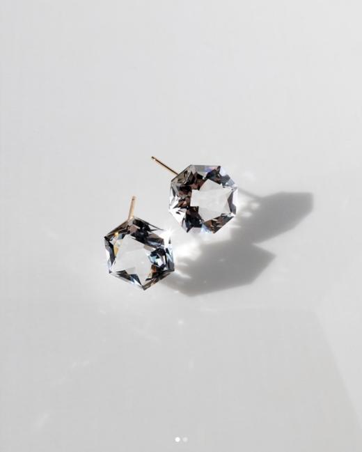 北京仓｜Simmon-OCTAGON-净透八角石英 耳环 单只［日本设计师］ 商品图0