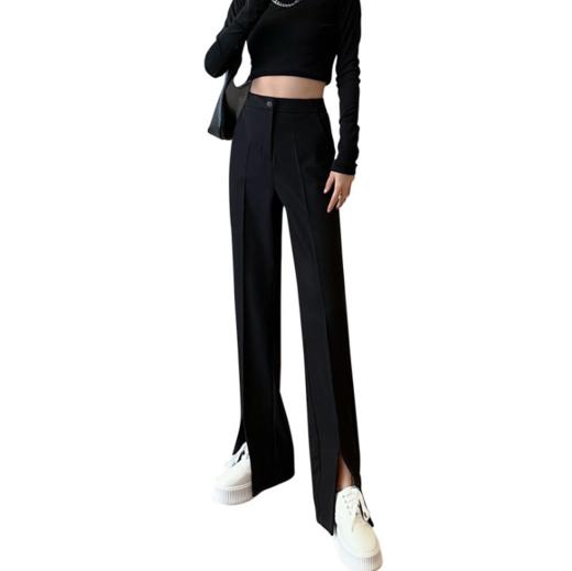 「“大象腿”福音」轻松遮肉  适合各种腿型！2024爆款新春西装裤 垂感舒适高腰开叉直筒裤 显高显瘦 秒变大长腿 小个子也能穿的显瘦显高神裤 商品图14