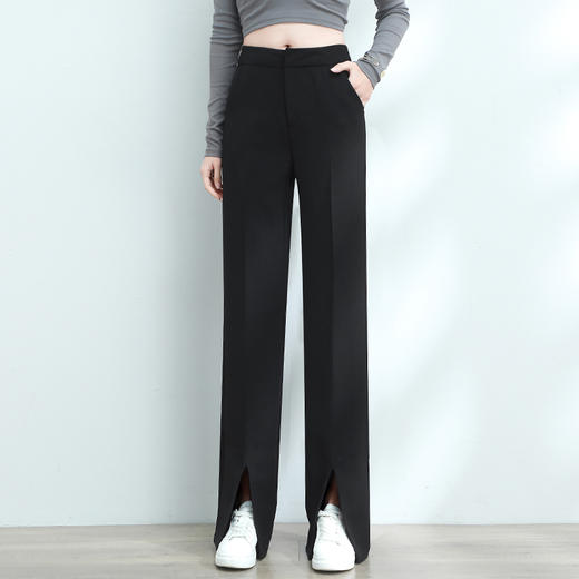 「“大象腿”福音」轻松遮肉  适合各种腿型！2024爆款新春西装裤 垂感舒适高腰开叉直筒裤 显高显瘦 秒变大长腿 小个子也能穿的显瘦显高神裤 商品图10