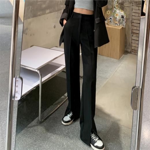 「“大象腿”福音」轻松遮肉  适合各种腿型！2024爆款新春西装裤 垂感舒适高腰开叉直筒裤 显高显瘦 秒变大长腿 小个子也能穿的显瘦显高神裤 商品图1