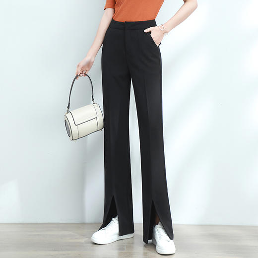 「“大象腿”福音」轻松遮肉  适合各种腿型！2024爆款新春西装裤 垂感舒适高腰开叉直筒裤 显高显瘦 秒变大长腿 小个子也能穿的显瘦显高神裤 商品图4