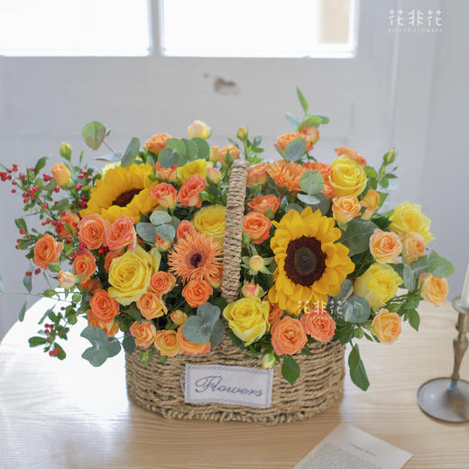 《心愿》-向日葵暖色系花篮 商品图3