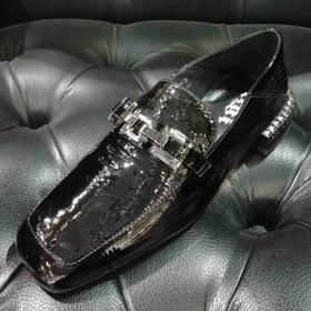 lfgj jeans AJ101 真皮中口低跟方头方跟乐福鞋