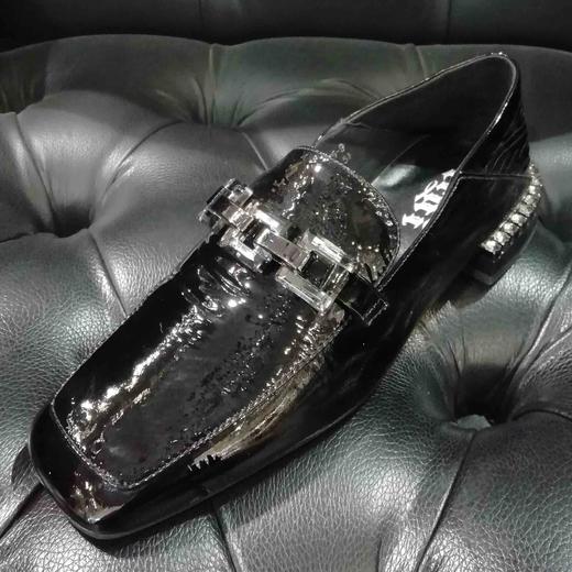 lfgj jeans AJ101 真皮中口低跟方头方跟乐福鞋 商品图0