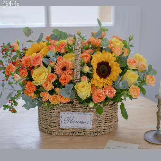《心愿》-向日葵暖色系花篮 商品图2