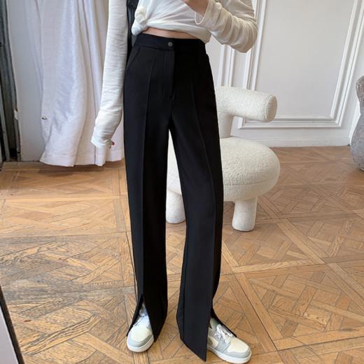 「“大象腿”福音」轻松遮肉  适合各种腿型！2024爆款新春西装裤 垂感舒适高腰开叉直筒裤 显高显瘦 秒变大长腿 小个子也能穿的显瘦显高神裤 商品图3