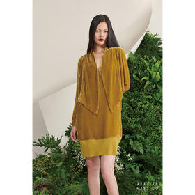 【冰藻】古铜黄真丝丝绒垂坠感短外套/00190A